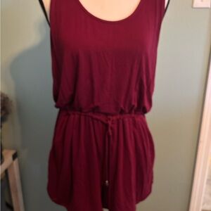 Burgundy Sleeveless Romper